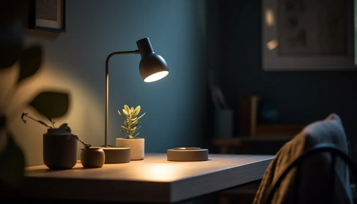 Iluminação focada na mesa de trabalho