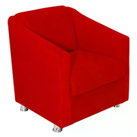 Poltrona Decorativa Ilda 01 Lugar Suede Vermelho Atual Estofados