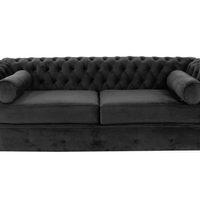 Sofá Chesterfield 3 Lugares 230 cm e Veludo Preto