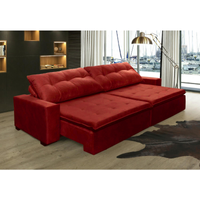 Sofá Retrátil e Reclinavel Oklahoma 2,72 Mts Com Molas e Pillow no Assento Tecido Suede Vermelho - Cama InBox