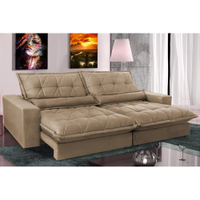 Sofa Retrátil e Reclinável 2,72m com Molas Ensacadas Cama inBox Soft Tecido Suede Castor