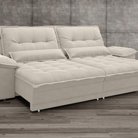 Sofa Bergamo 2,50m Assento Retratil e Reclinavel Velosuede Areia - NETSOFAS