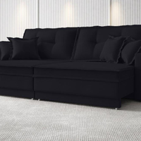 Sofá Palermo 2,20m Retrátil e Reclinável Velosuede Preto - NETSOFAS