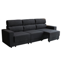 Sofá 3 Lugares Retrátil e Reclinável Videira Suede Preto 210 cm