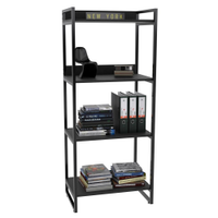 Estante Livreiro Multiuso Prisma Estilo Industrial 60cm 4 Prateleiras C08 Preto Onix - Mpozenato