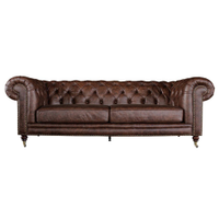 Sofá 3 Lugares Sala de Estar 235cm Chesterfield Duo Couro Tabaco G40 - Gran Belo