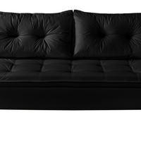 Sofa 3 Lugares Bariloche Retro Courino Preto Couro Sintetico Essencial Estofados