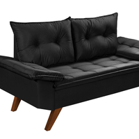 Sofa 2 Lugares Bariloche Retro Preto Essencial Estofados