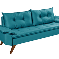 Sofa 3 Lugares Bariloche Retro Essencial Estofados Cor Azul Turquesa