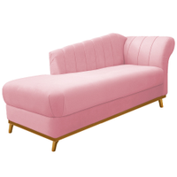 Recamier Vanessa 185cm Lado Esquerdo Suede Rosa Bebê - Amarena Móveis