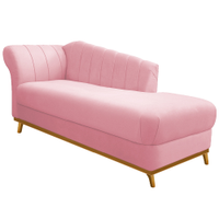 Recamier Vanessa 160cm Lado Direito Suede Rosa Bebê - Amarena Móveis