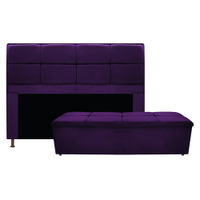 Kit Cabeceira e Calçadeira Munique 160 cm Queen Size Suede Roxo - Amarena Móveis