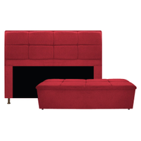 Kit Cabeceira e Calçadeira Munique 160 cm Queen Size Suede Vermelho - Amarena Móveis