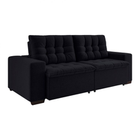 Sofá 3 Lugares Retrátil e Reclinável Giorno Suede Preto 230 cm