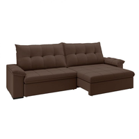 Sofá 3 Lugares Retrátil E Reclinável Com Usb Flexforma Triton Veludo Chocolate 230 Cm