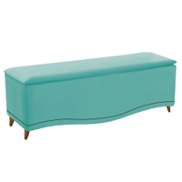 Calçadeira Estofada Yasmim 195 cm King Size Suede Azul Tiffany - Amarena Móveis