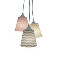 Lustre Pendente Menina Chevron e Colmeia Rosa e Cinza