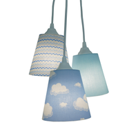 Lustre Pendente Infantil Nuvens e Zig Zag Azul e Branco