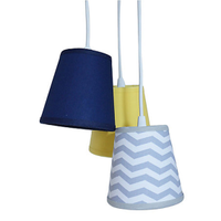 Lustre Pendente Triplo Cacho Chevron Amarelo e Azul