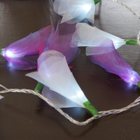 Cordão Luminoso Luz de Fada Organza Roxa e Branca 110v