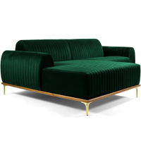 Sofá 5 Lugares com Chaise Esquerdo Para Sala Molino 300cm D02 Veludo Verde Musgo C-303 - Lyam Decor