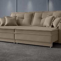 Sofá Palermo 2,20m Retrátil e Reclinável Velosuede Capuccino - NETSOFAS