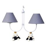 Lustre 2L Simples Com 2 Ursinhos Príncipes Marinho Quarto Bebê Infantil Menino