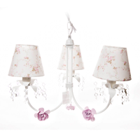 Lustre 3L Primavera Cristais 3 Flores P Rosa Quarto Bebê Infantil