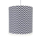 Lustre Tubular Pompom Chevron Marinho Quarto Bebê Infantil Menino Menina