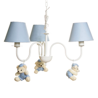 Lustre 3L Simples Com 3 Ursinhos De Boné Quarto Bebê Infantil