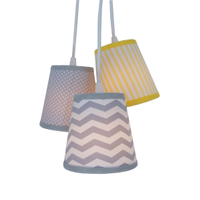 Lustre Pendente Triplo Quarto Bebê Chevron Cinza E Amarelo