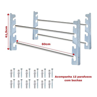 Suporte De Inox Churrasqueira 60Cm Duplo - Grelhas E Espetos