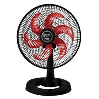 Ventilador Mesa Lorena Preto Oscilante 127V Pás Vermelha