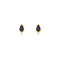 Brinco Baby em Ouro Amarelo 18k com Safira Negra e Diamantes