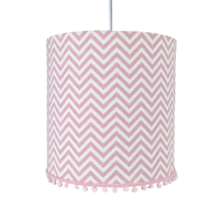 Lustre Tubular Pompom Chevron Rosa Quarto Bebê Infantil Menina