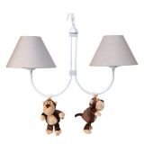 Lustre 2L Simples Floresta Com 2 Macacos Quarto Bebê Infantil Menina Menino