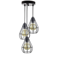 Lustre com 3 Pendentes Aramados Gota - Preto