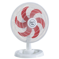 Ventilador Mesa Lorena Branco Oscilante 220V Pás Vermelha