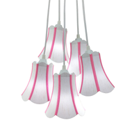 Lustre Pendente Luminária Cacho Paris Linho Branco e Detalhes em Pink