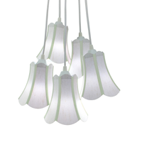 Lustre Pendente Luminária Cacho Paris Linho Branco e Detalhes em Verde Claro