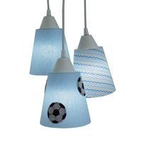 Lustre Pendente Luminária Bebê Bola De Futebol Azul e Branco