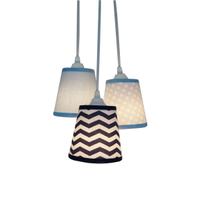 Lustre Pendente Triplo Bebê Chevron Azul Marinho