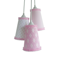 Lustre Pendente Luminária Quarto de Menina Rosa e Branco com FruFru