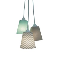 Lustre Pendente 3 Cúpulas Quarto de Bebê Chevron e Verde Água