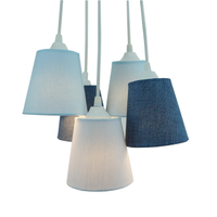 Lustre Pendente 5 Cúpulas Quarto de Menino Azul e Branco