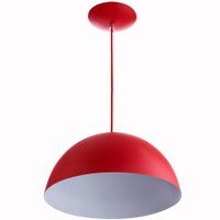 Lustre Pendente Meia Lua 40cm De Alumínio Vermelho