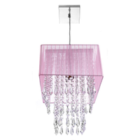 Lustre Para Sala De Cupula Cristal Acrílic Marrycrilic Rosa