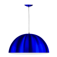 Lustre Pendente Meia Lua 40cm Alumínio Azul Metalico