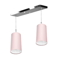 Lustre Pendente Cilindrico Duplo Base Retangular Rosa