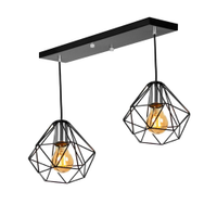 Lustre Pendente Aramado Duplo Base Retangular Preto